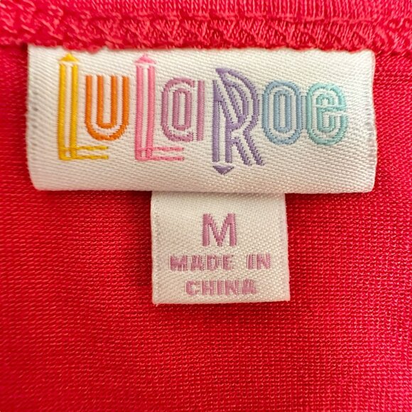 LuLaRoe Maria Maxi Dress Womens M Red SS Crew Neck Stretchy Soft Material - Picture 3 of 8